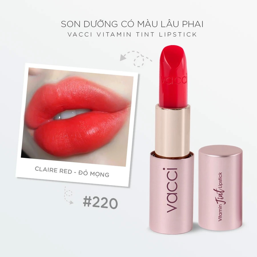 Son Vacci Vitamin dưỡng môi lâu trôi - VACCI LUXE COLLECTION VITAMIN TINT LIPSTICK