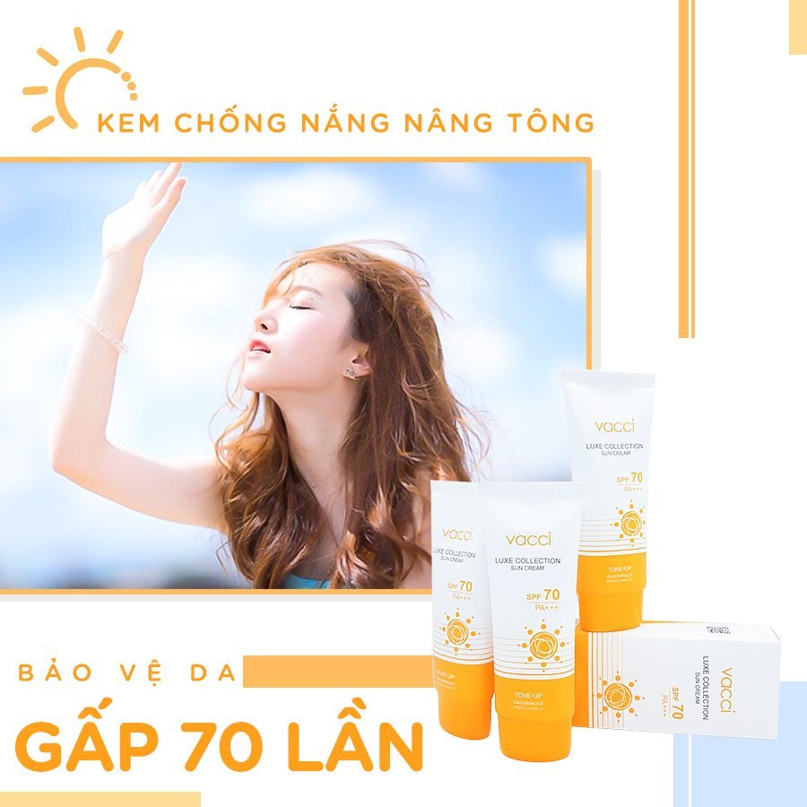 Kem chống nắng mặt & toàn thân Vacci - Luxe Collection Sun cream SPF70 Pa++