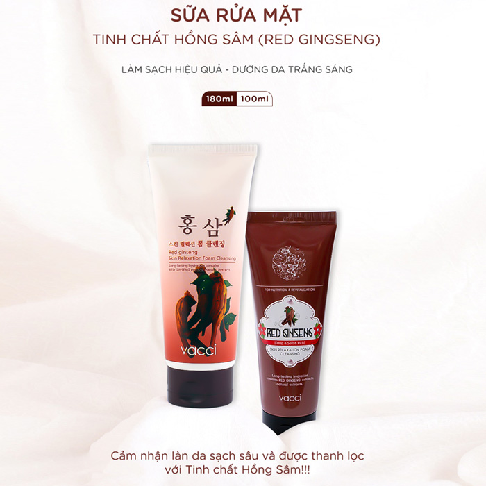 Sữa rửa mặt Vacci tinh chất Nhân sâm đỏ - Red Ginseng Skin Relaxation Foam Cleansing