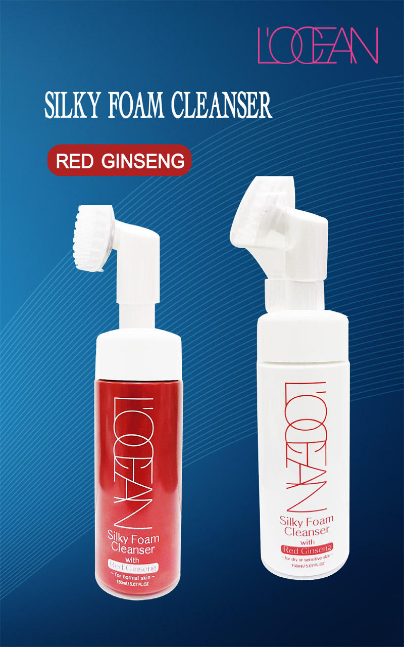 Sữa Rửa Mặt Massage Dưỡng Ẩm, Trắng Da Hồng Sâm L'ocean Silky Foam Cleanser With Red Ginseng