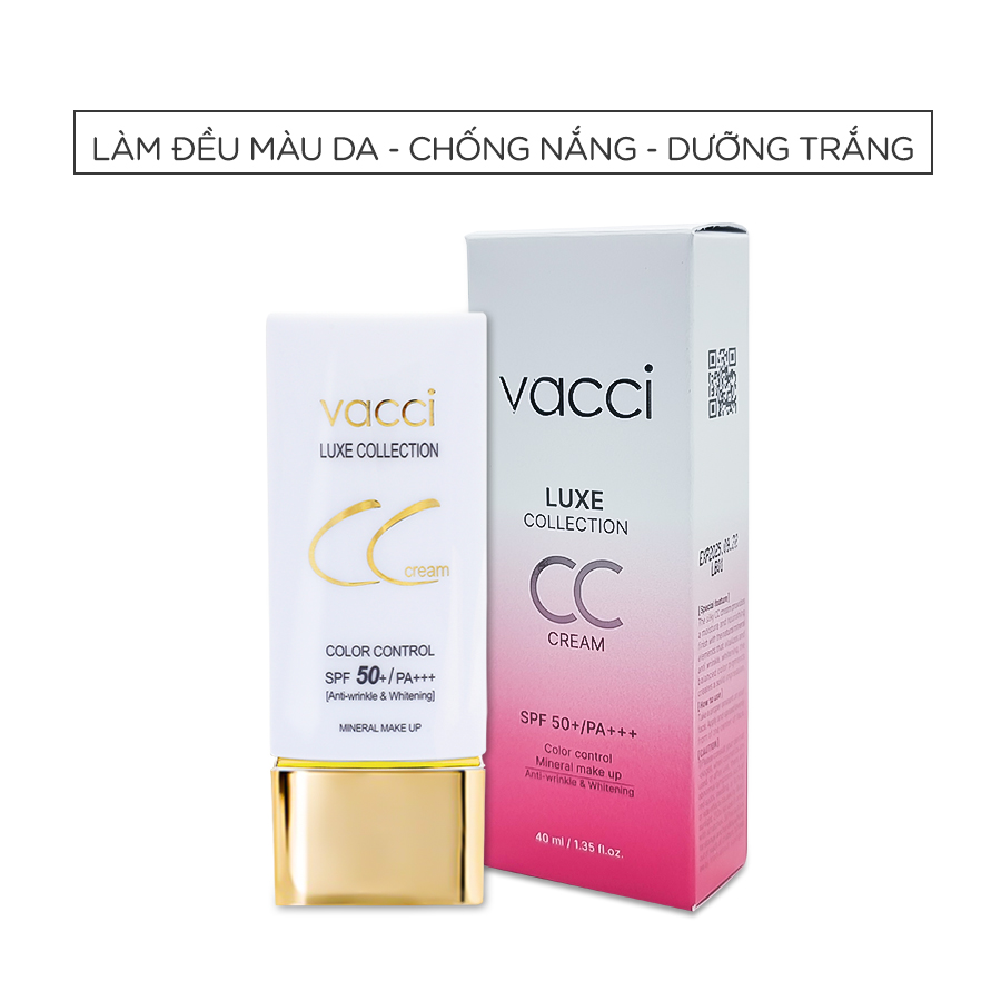 Kem phấn nền dưỡng trắng da đa chức năng CC Cream Vacci spf50/pa   thế hệ mới